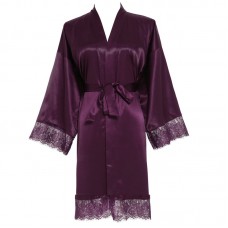 Purple Solid Lace robe Plain robe Bridesmaid silk satin robe Bride  bridal robe Wedding robes 